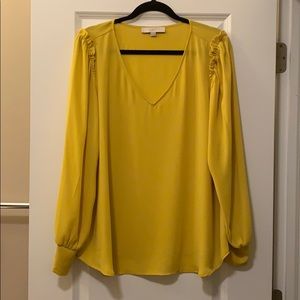 NWOT LOFT Yellow Long-Sleeve V-Neck Blouse
